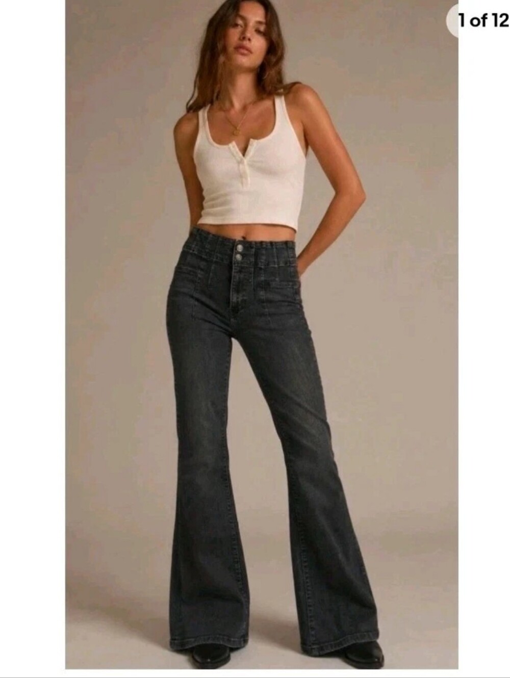 We The Free High-Rise Charcoal Flare Jeans